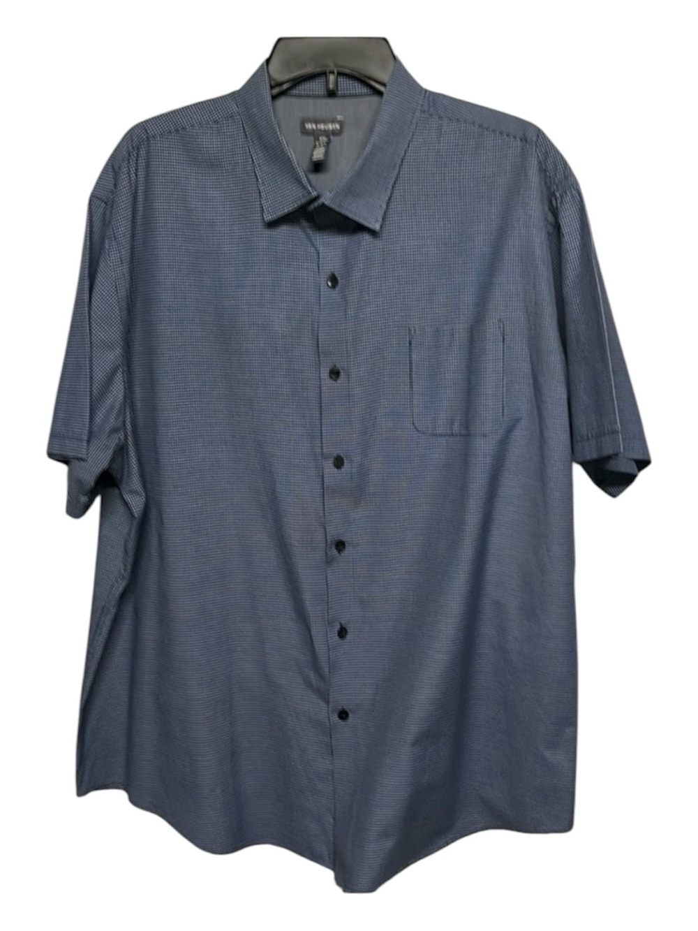 Van Heusen XXL Blue White Check Button Front Short Sleeve Shirt